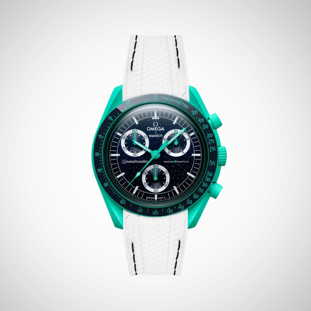 Rubber Flex Thread Curved Strap for Omega X Swatch MoonSwatch Mission On Earth - Polar Lights