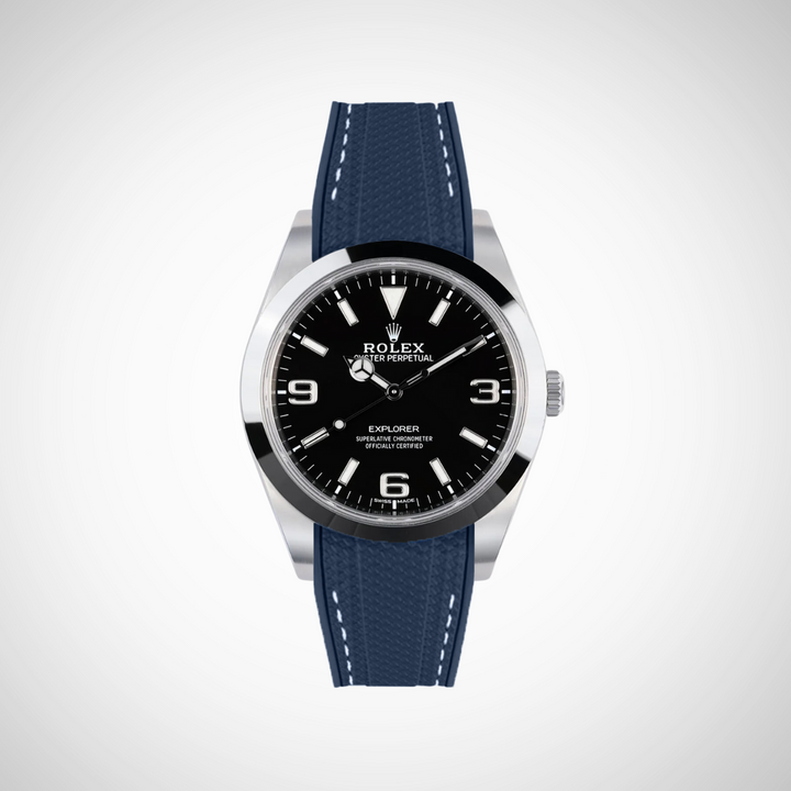 Rubber Flex Thread Curved Strap for Rolex Explorer 214270