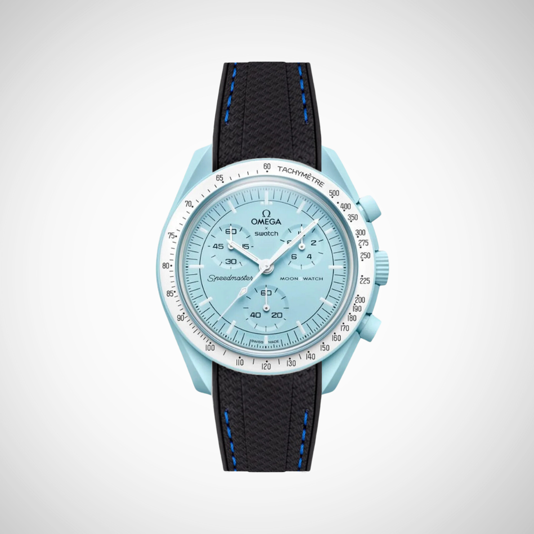 Rubber Flex Thread Curved Strap for Omega X Swatch MoonSwatch Mission to Uranus
