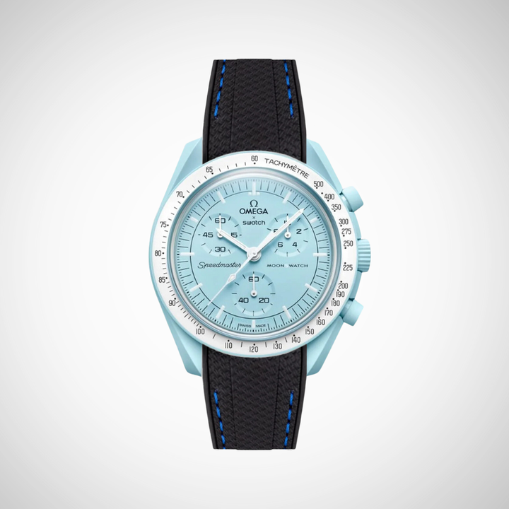 Rubber Flex Thread Curved Strap for Omega X Swatch MoonSwatch Mission to Uranus