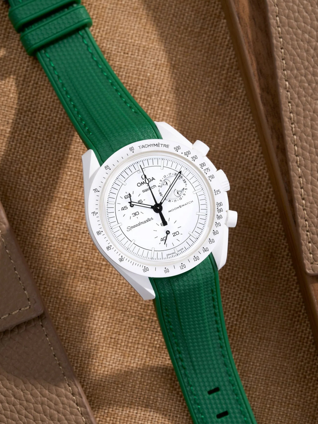 Rubber Flex Thread Curved Strap for Omega X Swatch MoonSwatch Mission to The Moonphase