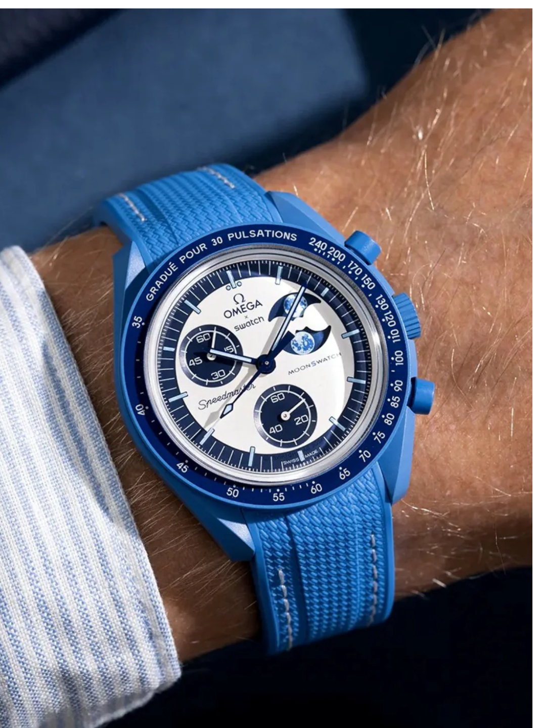 Rubber Flex Thread Curved Strap for Omega X Swatch MoonSwatch Mission To Earth Phase