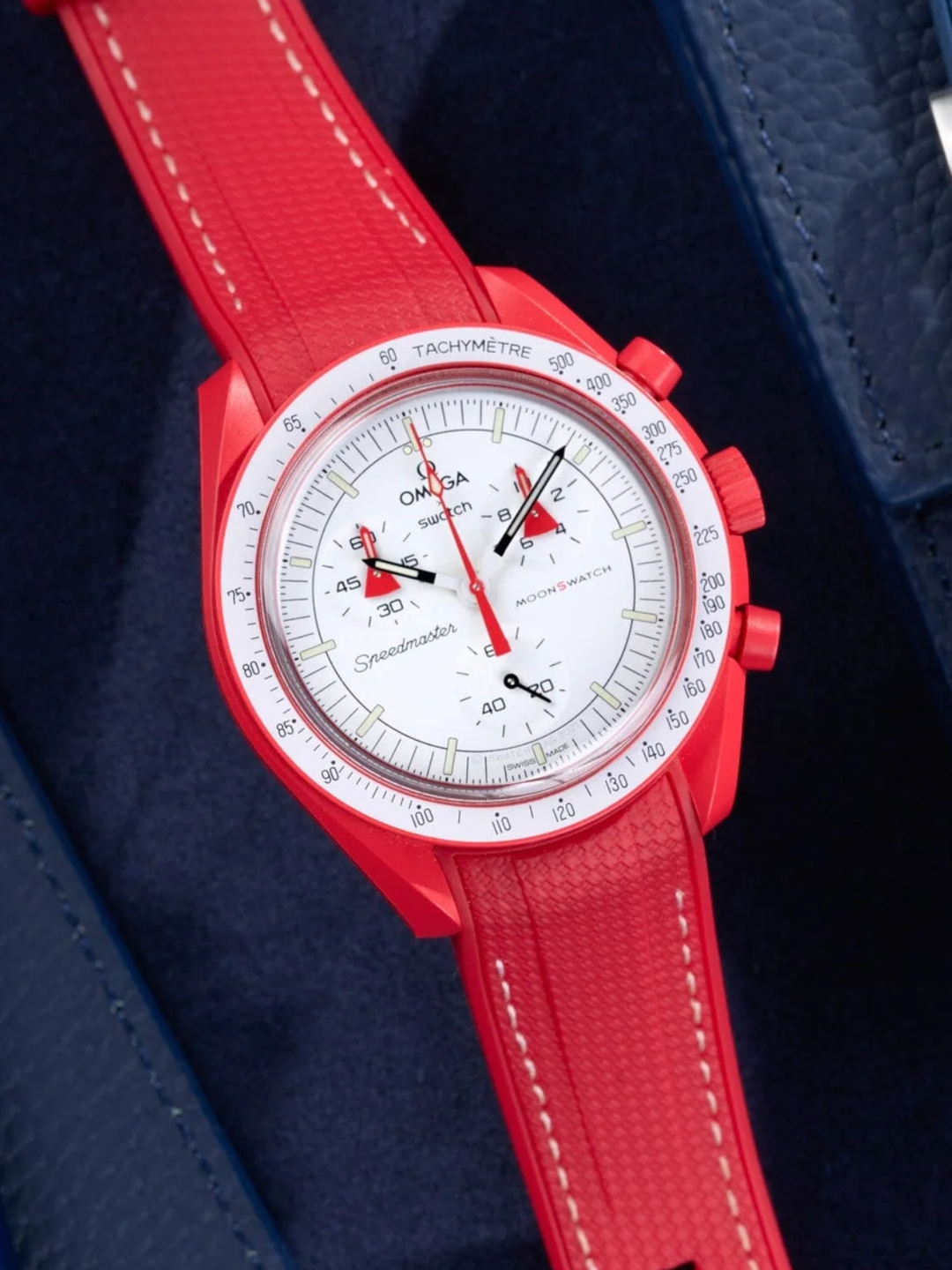 Rubber Flex Thread Curved Strap for Omega X Swatch MoonSwatch Mission to The Moonphase