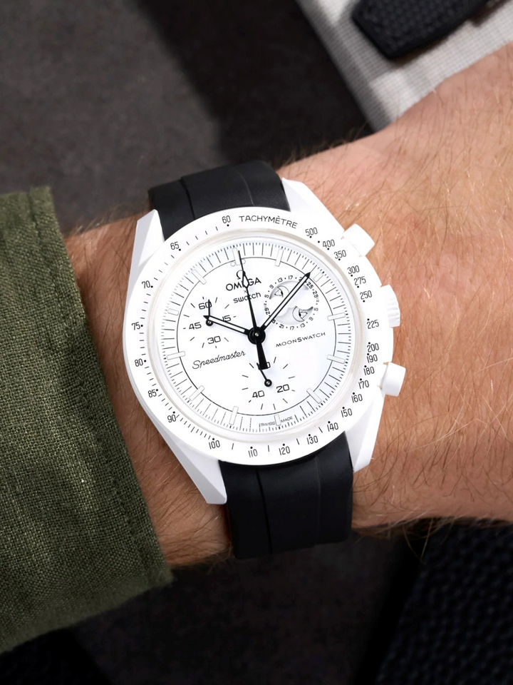 FKM Rubber Curved Strap for Omega X Swatch MoonSwatch Mission to The Moonphase
