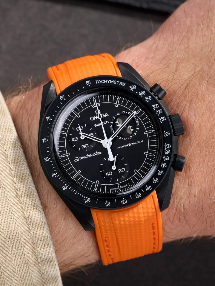 Rubber Flex Thread Curved Strap for Omega X Swatch MoonSwatch New Moon