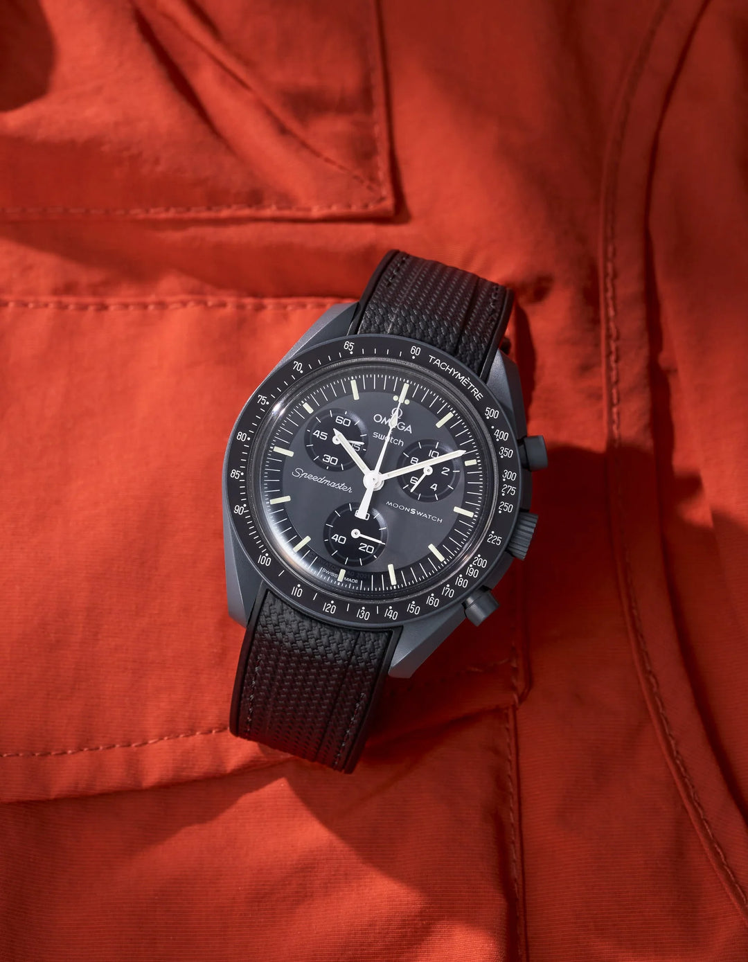 Rubber Flex Thread Curved Strap for Omega X Swatch MoonSwatch Mission to Mercury