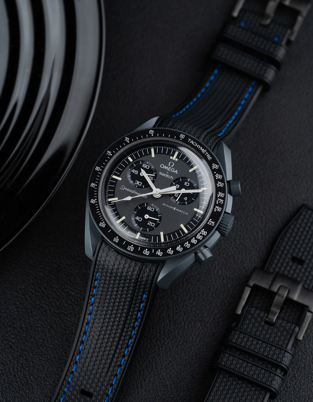 Rubber Flex Thread Curved Strap for Omega X Swatch MoonSwatch Mission to Mercury