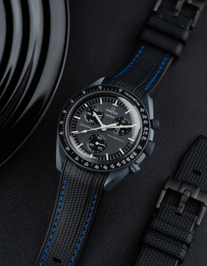 Rubber Flex Thread Curved Strap for Omega X Swatch MoonSwatch Mission to Mercury