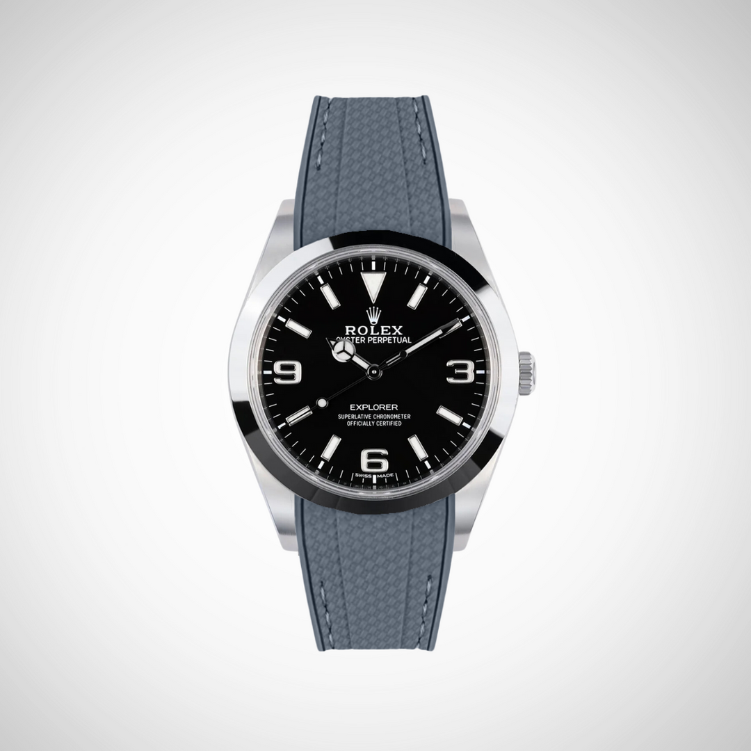 Rubber Flex Thread Curved Strap for Rolex Explorer 214270