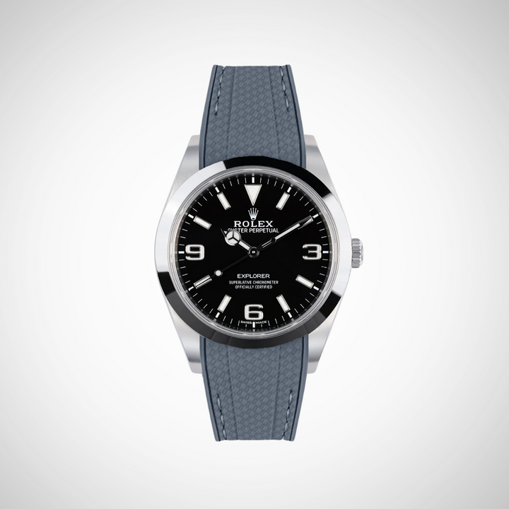 Rubber Flex Thread Curved Strap for Rolex Explorer 214270