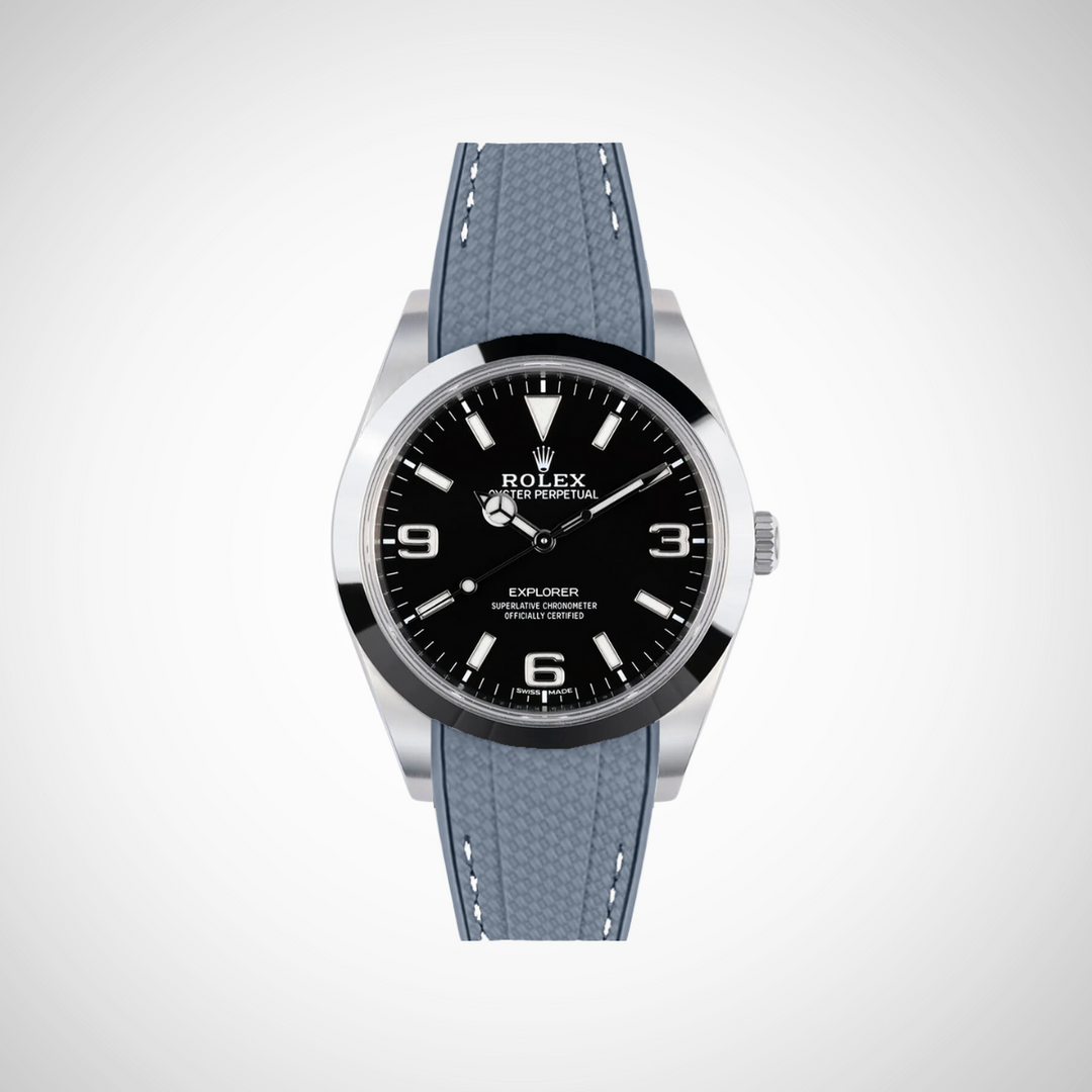 Rubber Flex Thread Curved Strap for Rolex Explorer 214270