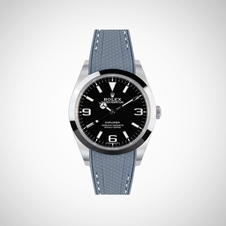 Rubber Flex Thread Curved Strap for Rolex Explorer 214270
