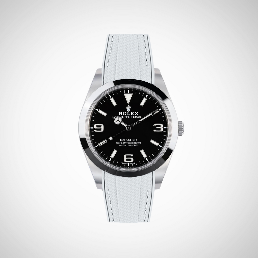 Rubber Flex Thread Curved Strap for Rolex Explorer 214270