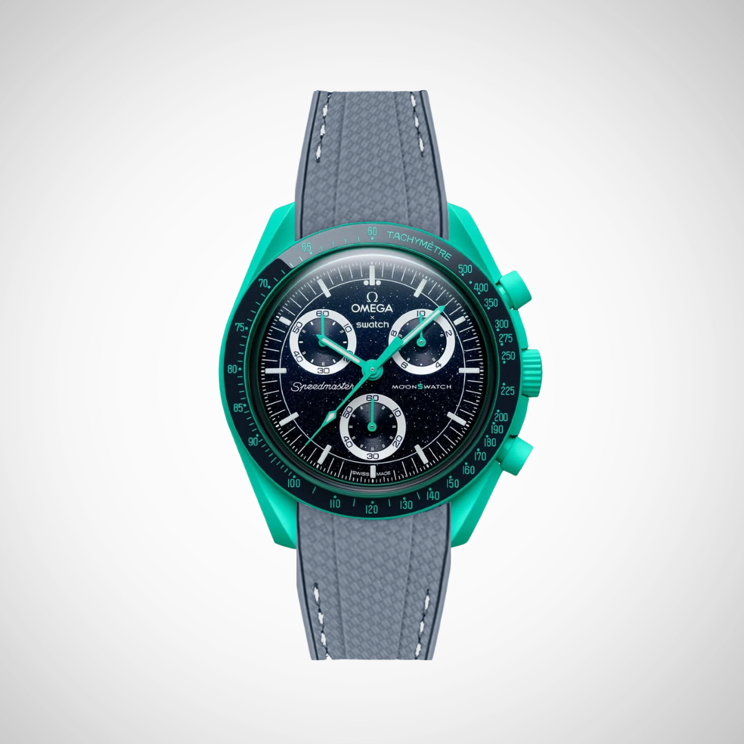 Rubber Flex Thread Curved Strap for Omega X Swatch MoonSwatch Mission On Earth - Polar Lights