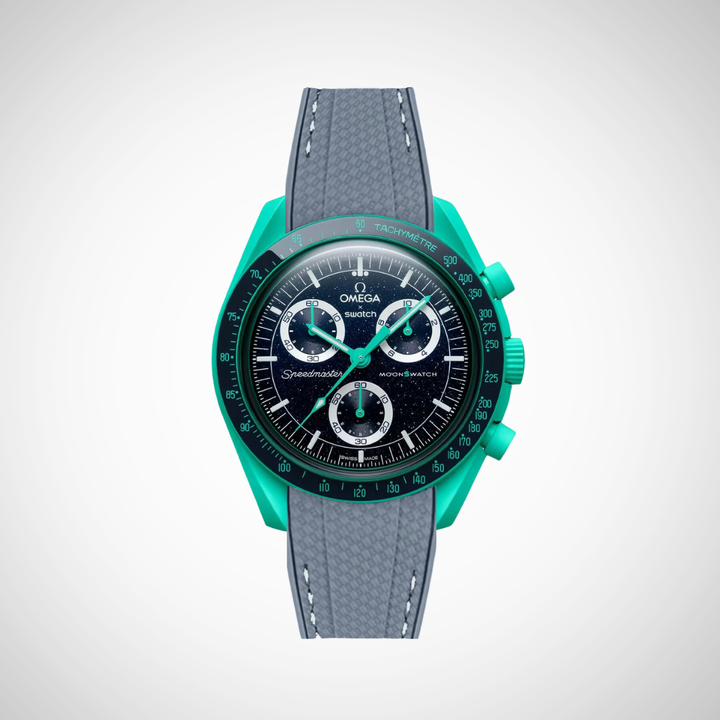 Rubber Flex Thread Curved Strap for Omega X Swatch MoonSwatch Mission On Earth - Polar Lights