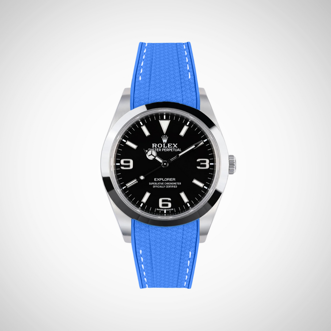 Rubber Flex Thread Curved Strap for Rolex Explorer 214270