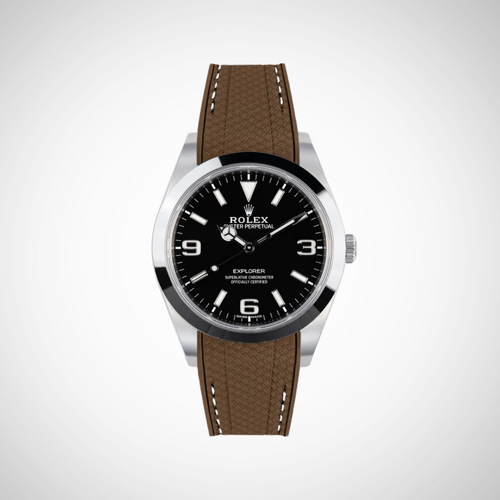 Rubber Flex Thread Curved Strap for Rolex Explorer 214270