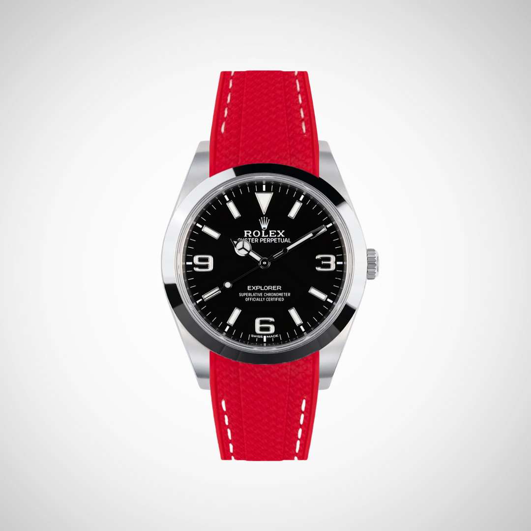Rubber Flex Thread Curved Strap for Rolex Explorer 214270