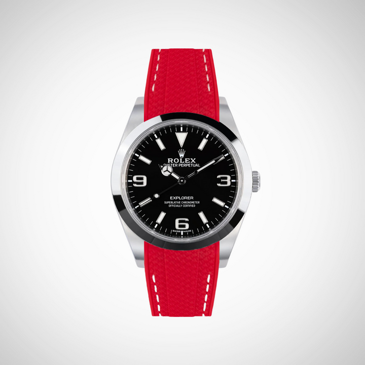 Rubber Flex Thread Curved Strap for Rolex Explorer 214270