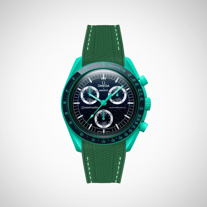 Rubber Flex Thread Curved Strap for Omega X Swatch MoonSwatch Mission On Earth - Polar Lights