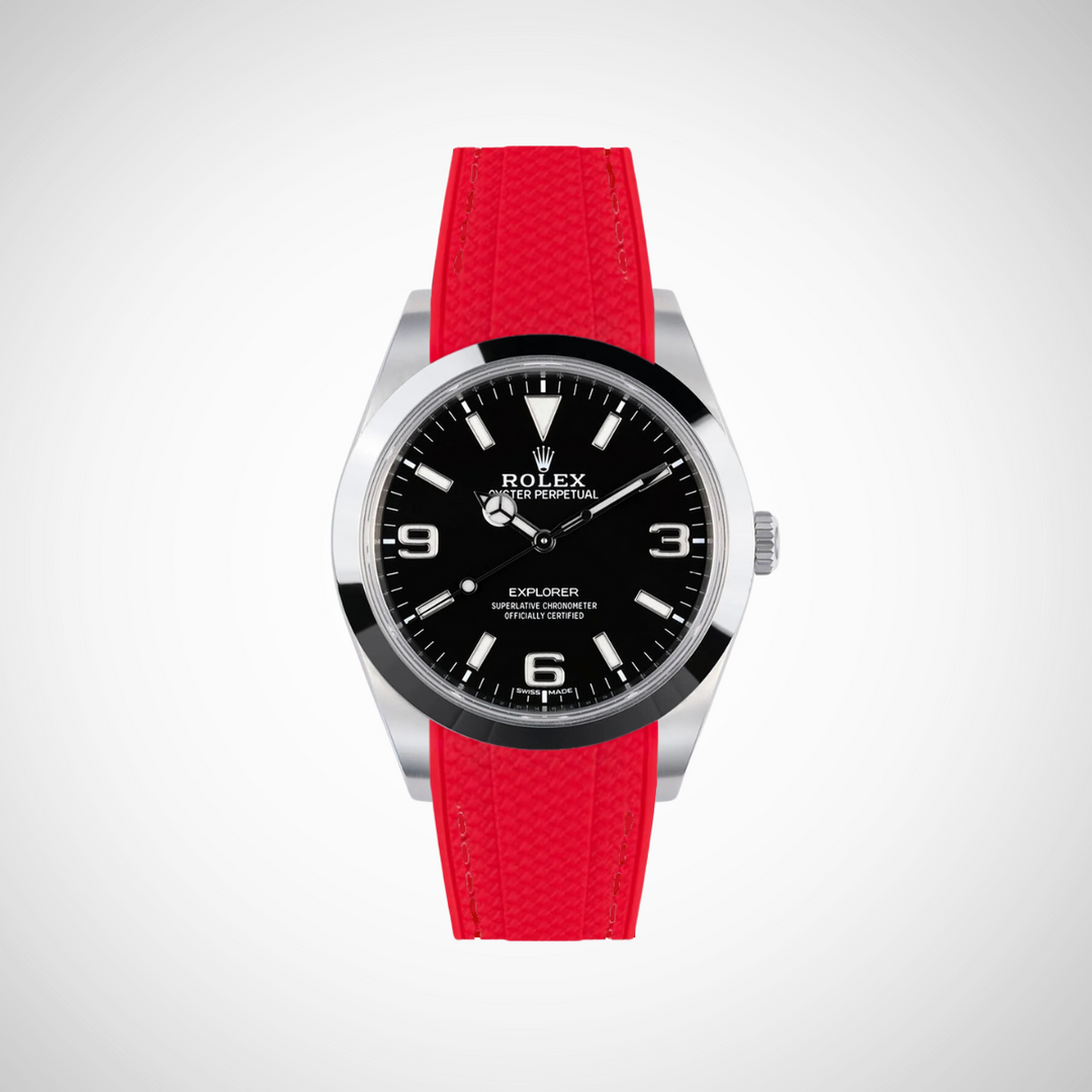 Rubber Flex Thread Curved Strap for Rolex Explorer 214270