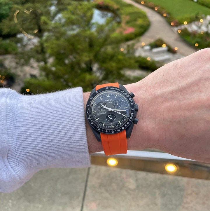 FKM Rubber Curved Strap for Omega X Swatch MoonSwatch Mission to the Moon