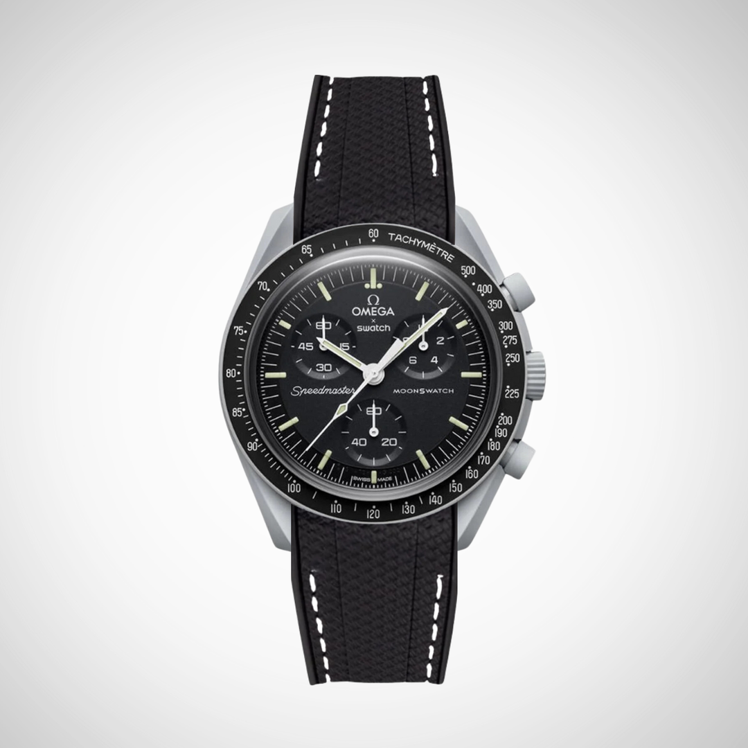 Rubber Flex Thread Curved Strap for Omega X Swatch MoonSwatch Mission to the Moon