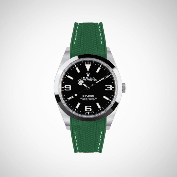 Rubber Flex Thread Curved Strap for Rolex Explorer 214270