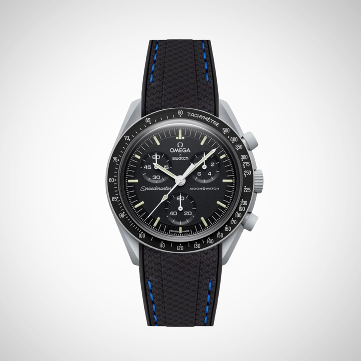Rubber Flex Thread Curved Strap for Omega X Swatch MoonSwatch Mission to the Moon