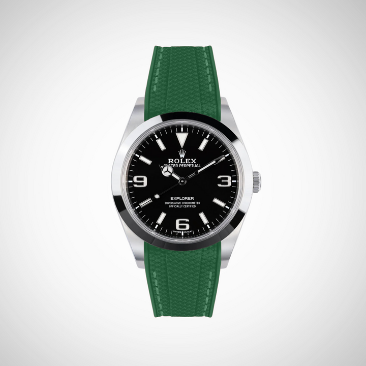 Rubber Flex Thread Curved Strap for Rolex Explorer 214270