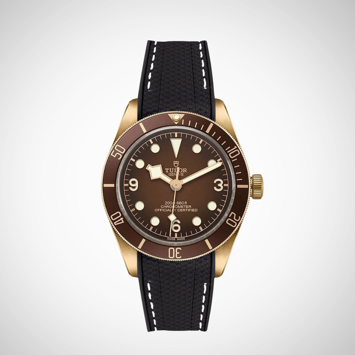 Rubber Flex Thread Curved Strap for Tudor Black Bay 58 Bronze