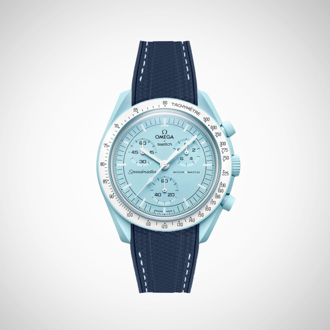 Rubber Flex Thread Curved Strap for Omega X Swatch MoonSwatch Mission to Uranus