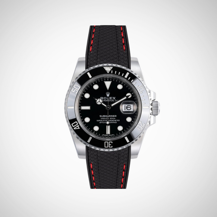 Rubber Flex Thread Curved Strap for Rolex Submariner
