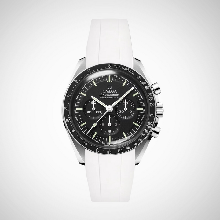 FKM Rubber Curved Strap for Omega Speedmaster 42mm - Speedmaster Moonwatch Professional Black Dial