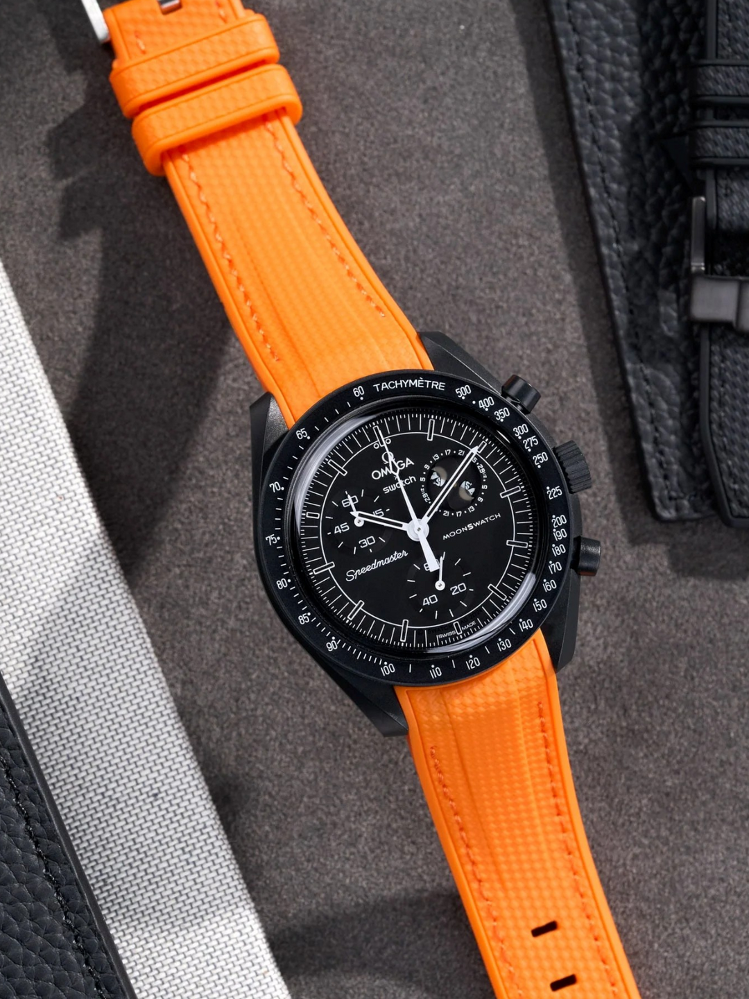 Rubber Flex Thread Curved Strap for Omega X Swatch MoonSwatch New Moon
