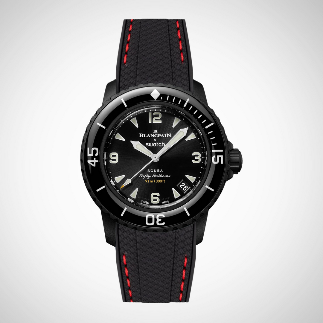 Rubber Flex Thread Curved Strap for Blancpain X Swatch The Ocean Of Storms