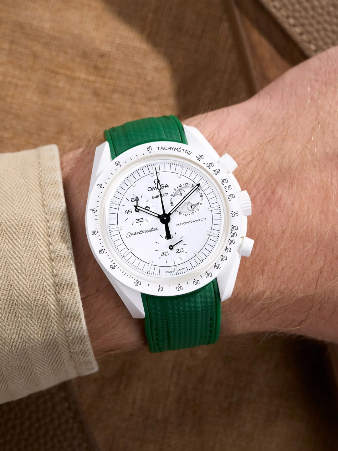 Rubber Flex Thread Curved Strap for Omega X Swatch MoonSwatch Mission to The Moonphase