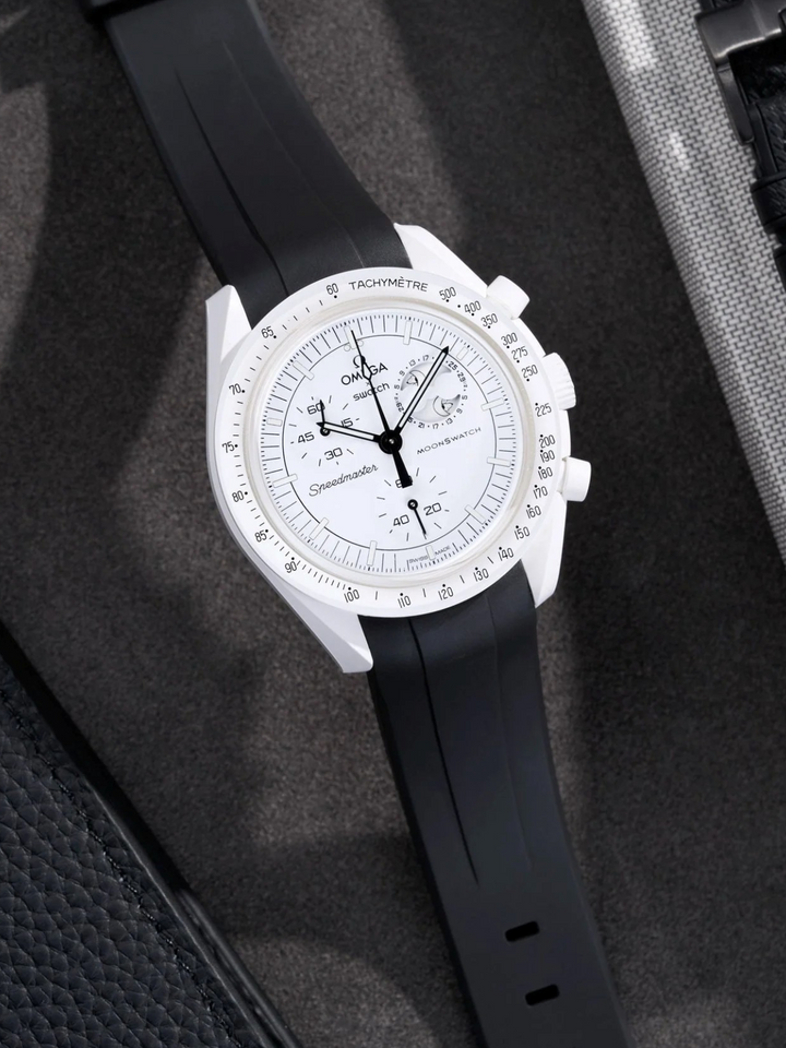 FKM Rubber Curved Strap for Omega X Swatch MoonSwatch Mission to The Moonphase