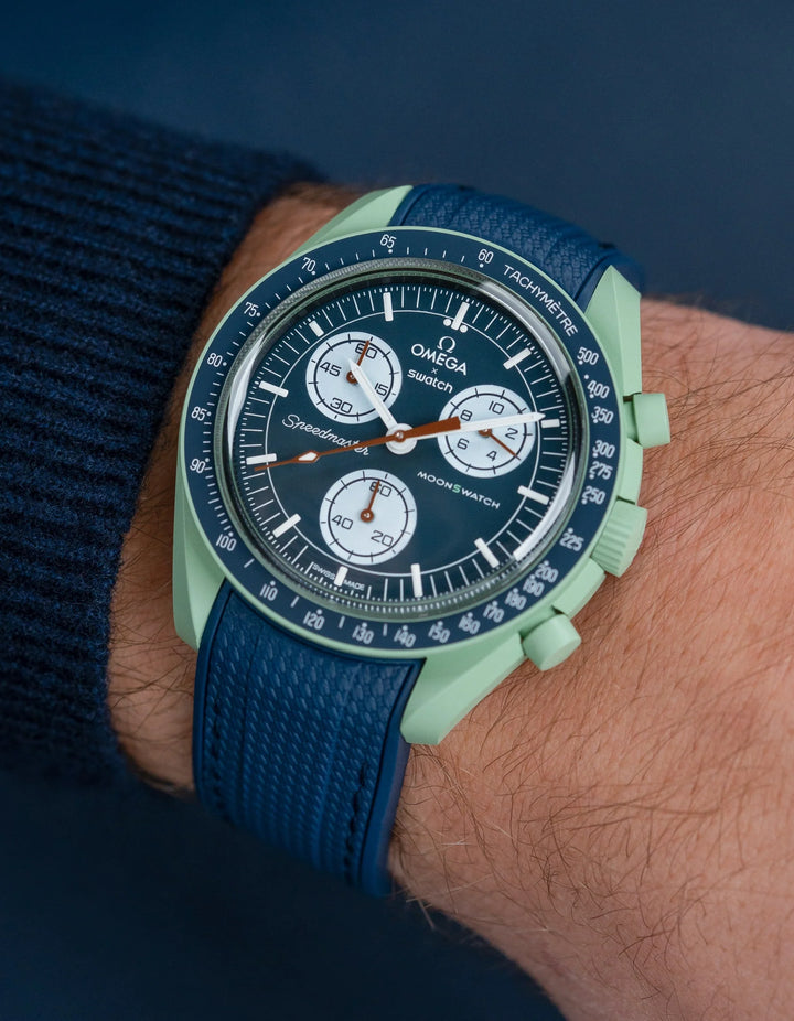 Rubber Flex Thread Curved Strap for Omega X Swatch MoonSwatch Mission on Earth