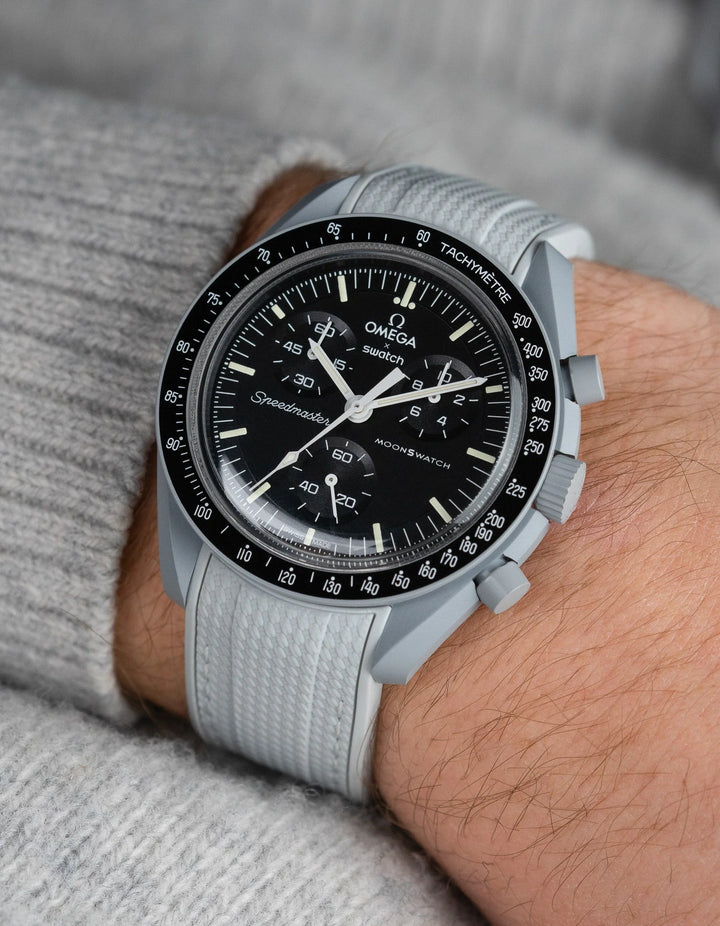 Rubber Flex Thread Curved Strap for Omega X Swatch MoonSwatch Mission to the Moon