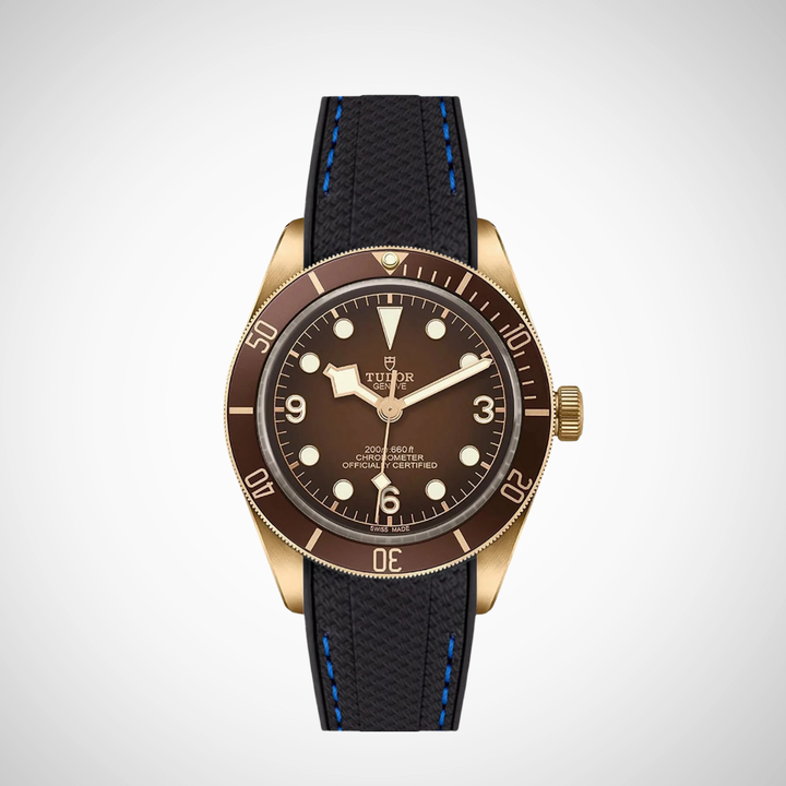 Rubber Flex Thread Curved Strap for Tudor Black Bay 58 Bronze
