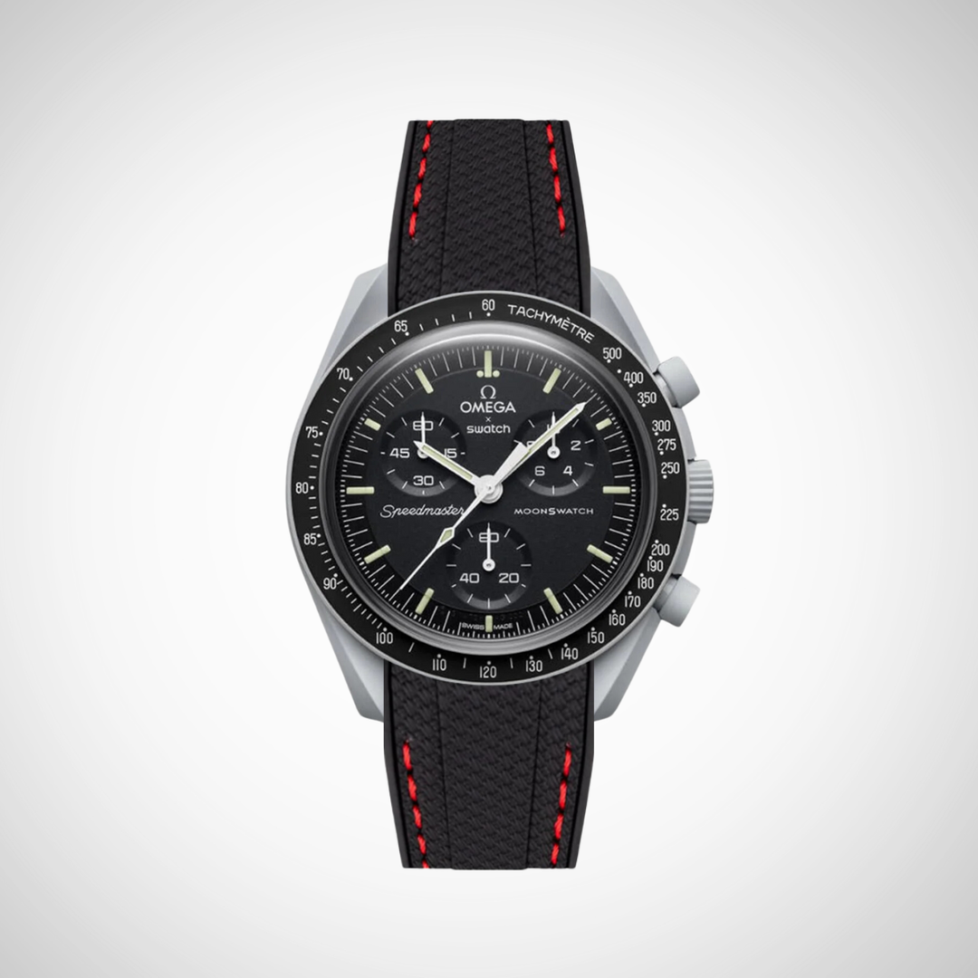 Rubber Flex Thread Curved Strap for Omega X Swatch MoonSwatch Mission to the Moon