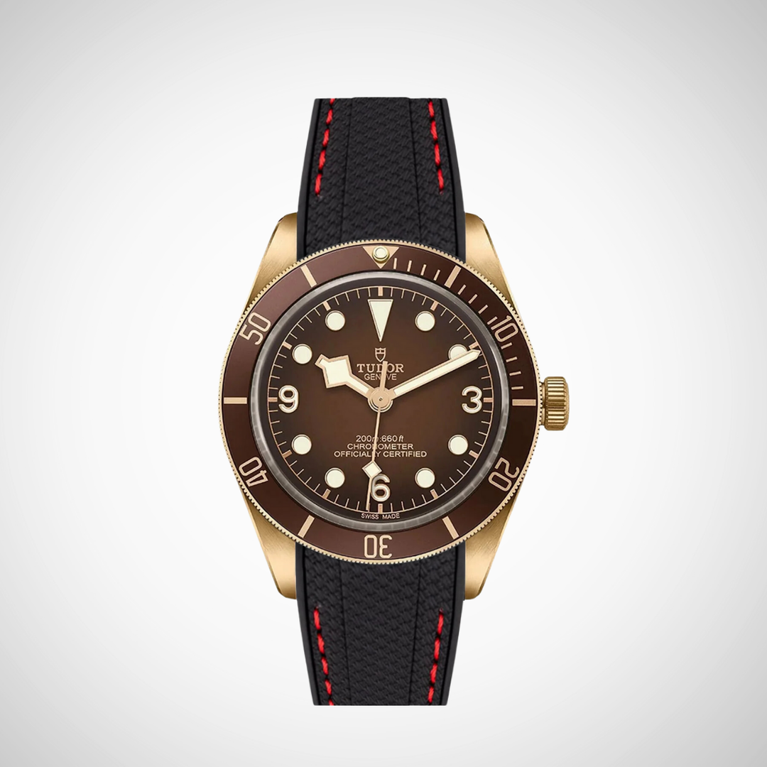 Rubber Flex Thread Curved Strap for Tudor Black Bay 58 Bronze