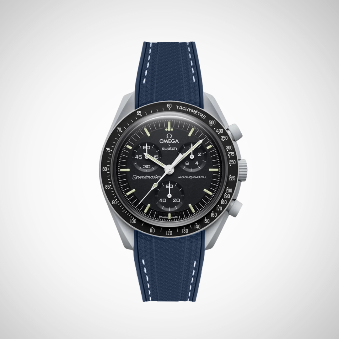 Rubber Flex Thread Curved Strap for Omega X Swatch MoonSwatch Mission to the Moon