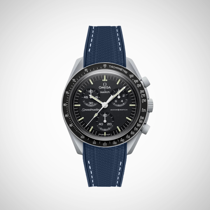 Rubber Flex Thread Curved Strap for Omega X Swatch MoonSwatch Mission to the Moon