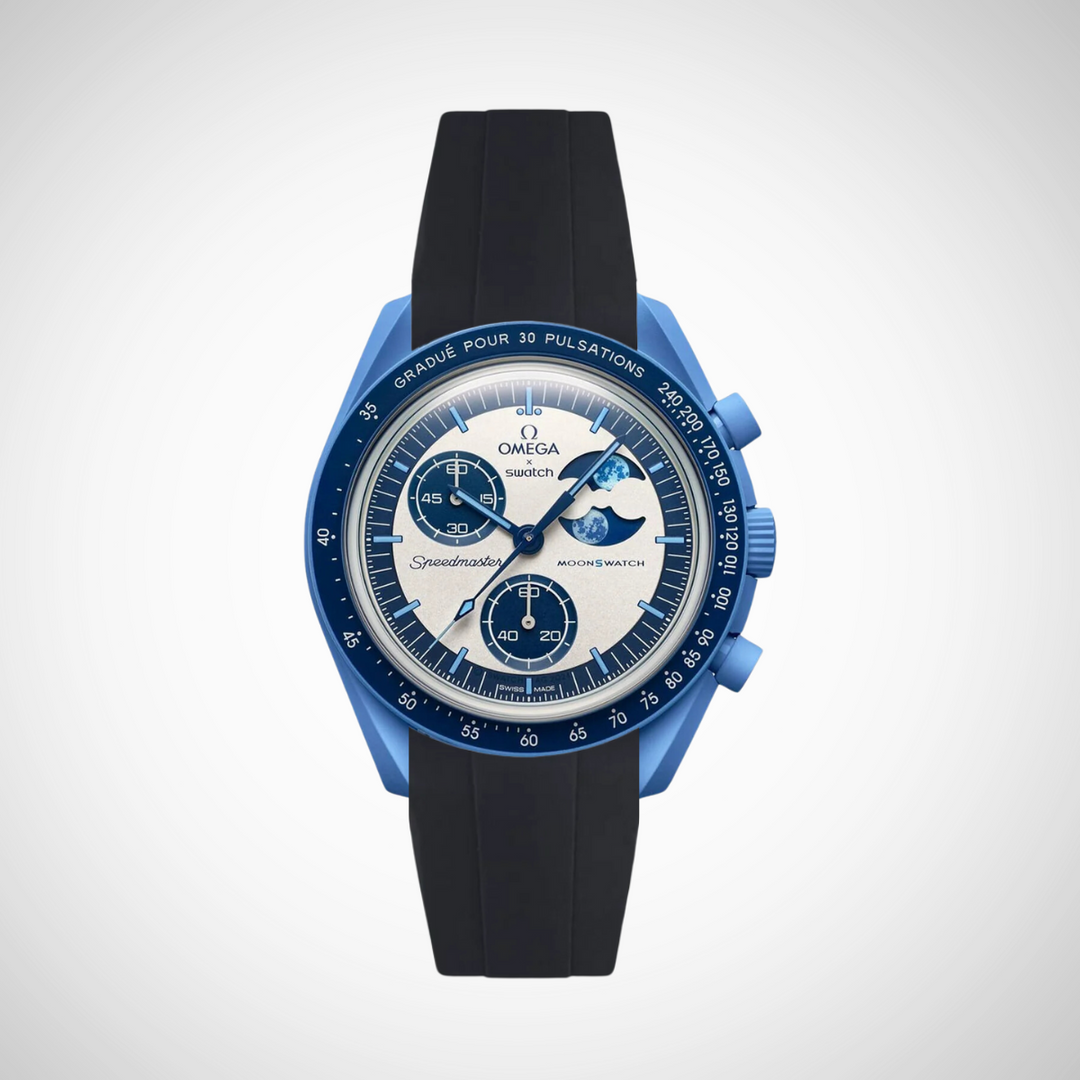 FKM Rubber Curved Strap for Omega X Swatch MoonSwatch Mission to the Super Blue Moonphase