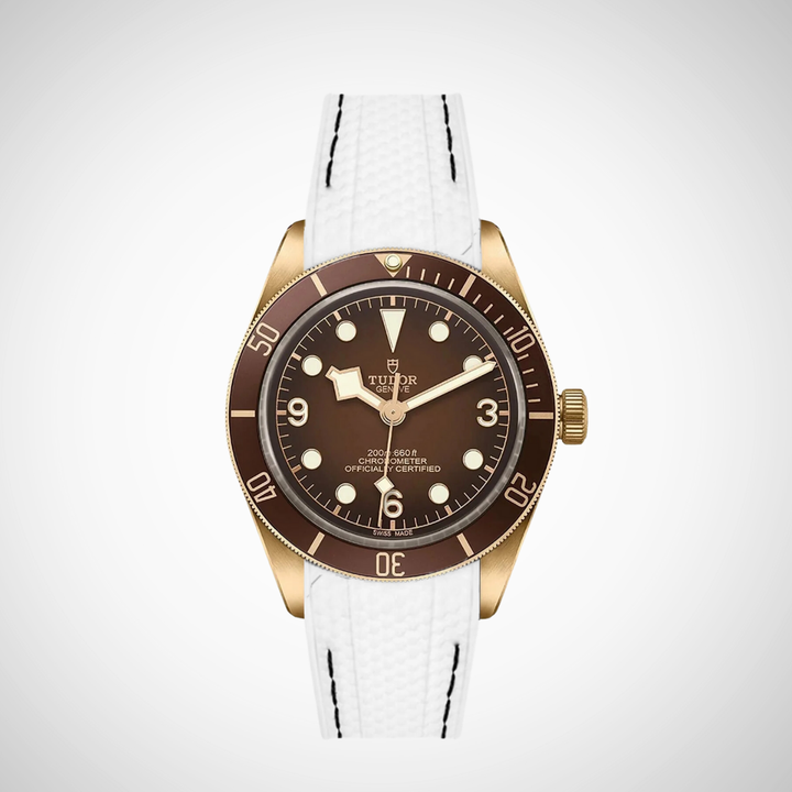 Rubber Flex Thread Curved Strap for Tudor Black Bay 58 Bronze