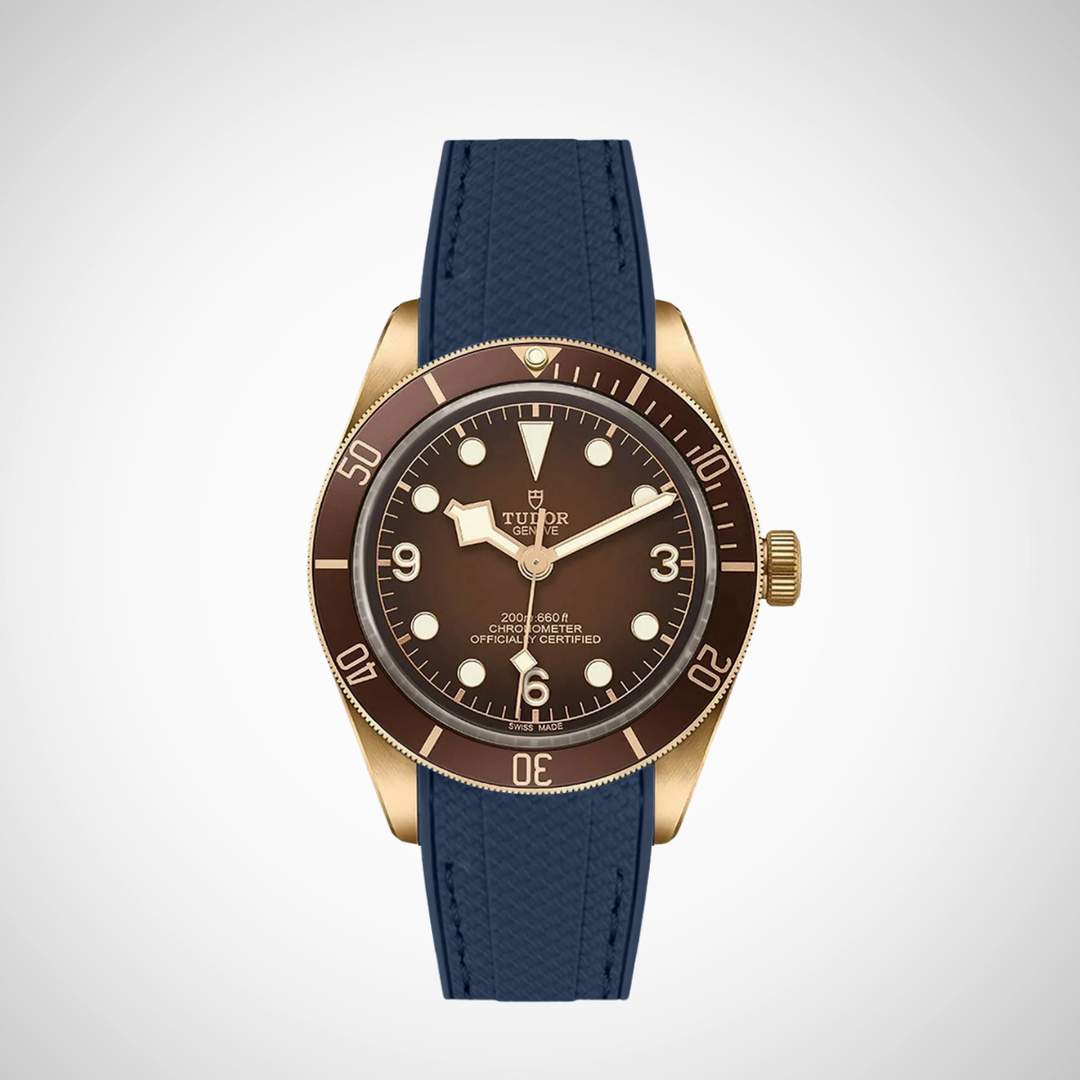 Rubber Flex Thread Curved Strap for Tudor Black Bay 58 Bronze