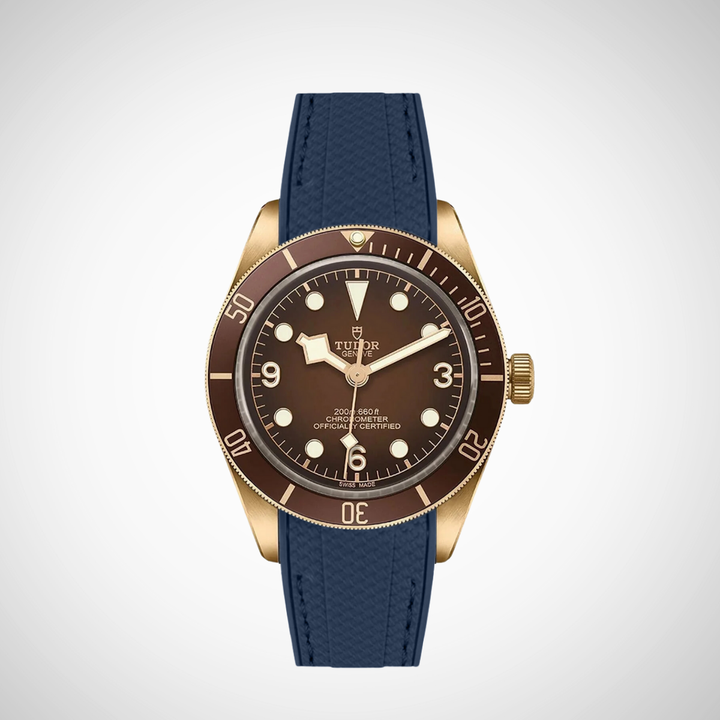 Rubber Flex Thread Curved Strap for Tudor Black Bay 58 Bronze