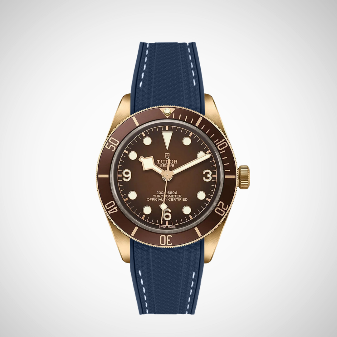 Rubber Flex Thread Curved Strap for Tudor Black Bay 58 Bronze